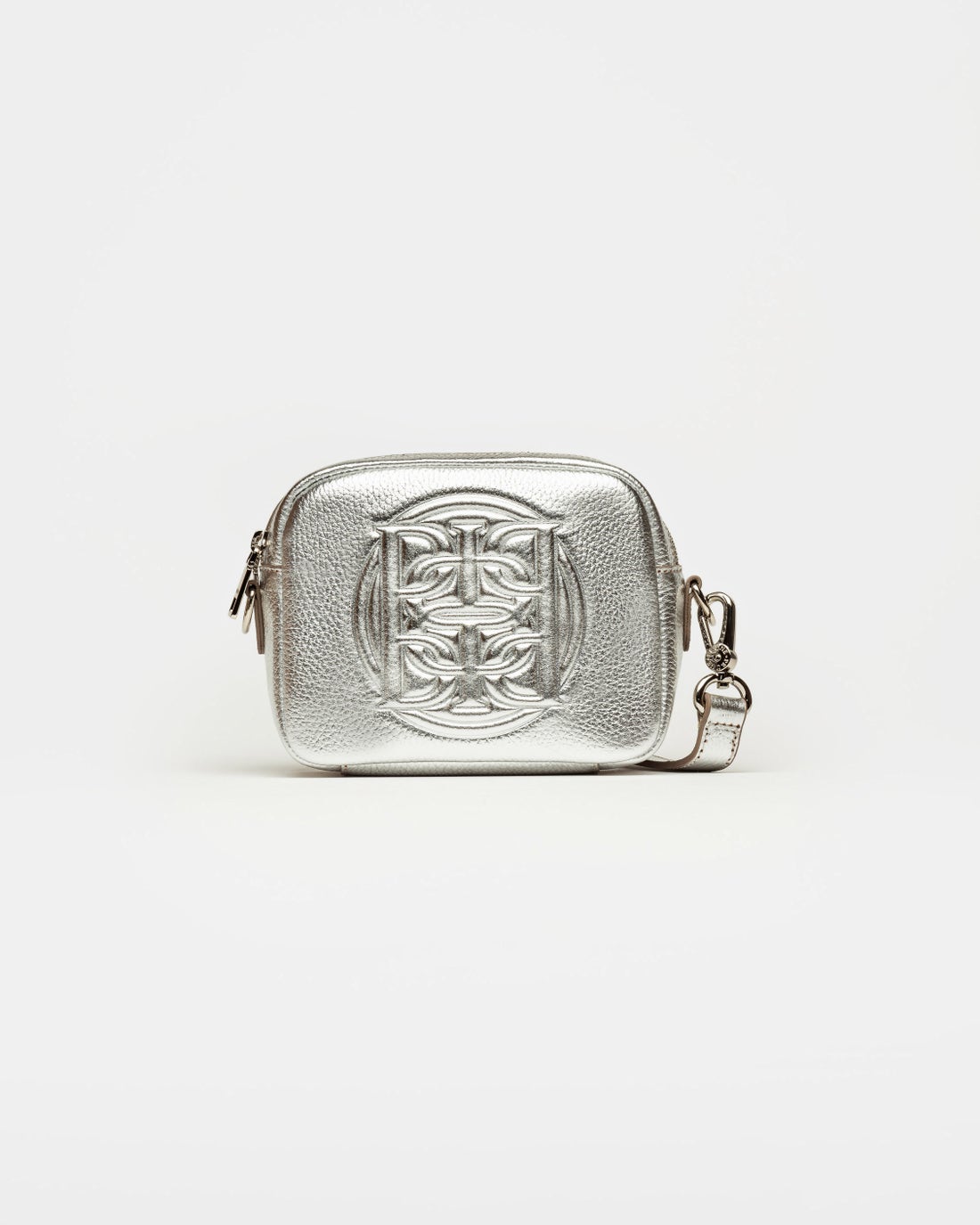 Bandolera Eterial en cuero graneado metalizado